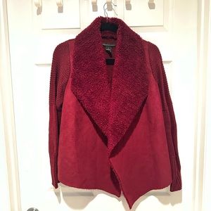 Cardigan with soft suede/faux fur material